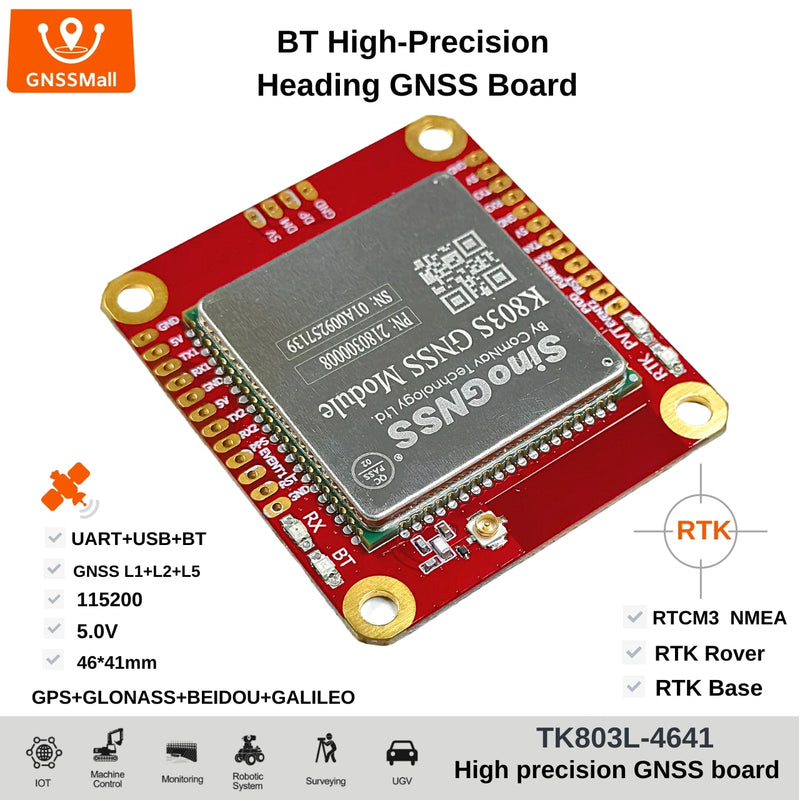 RTK high-precision Bluetooth GNSS module K803 board GNSS full system frequency, centimeter level low-power GPS module