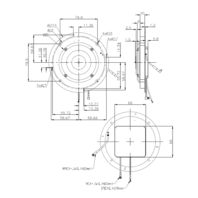TOP126 GNSS high precisicors rtk antenna Built in antenna L1 L2 L5 4G wifi Bluetooth TOPGNSS gps glonass galileo beidou