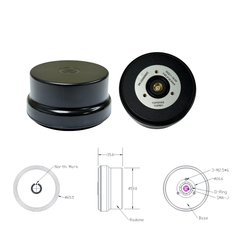 TOP801 GNSS L1 L2 L5 Unmanned vehicle high-precision drone measurement full-frequency RTK antenna new small high-gain helical