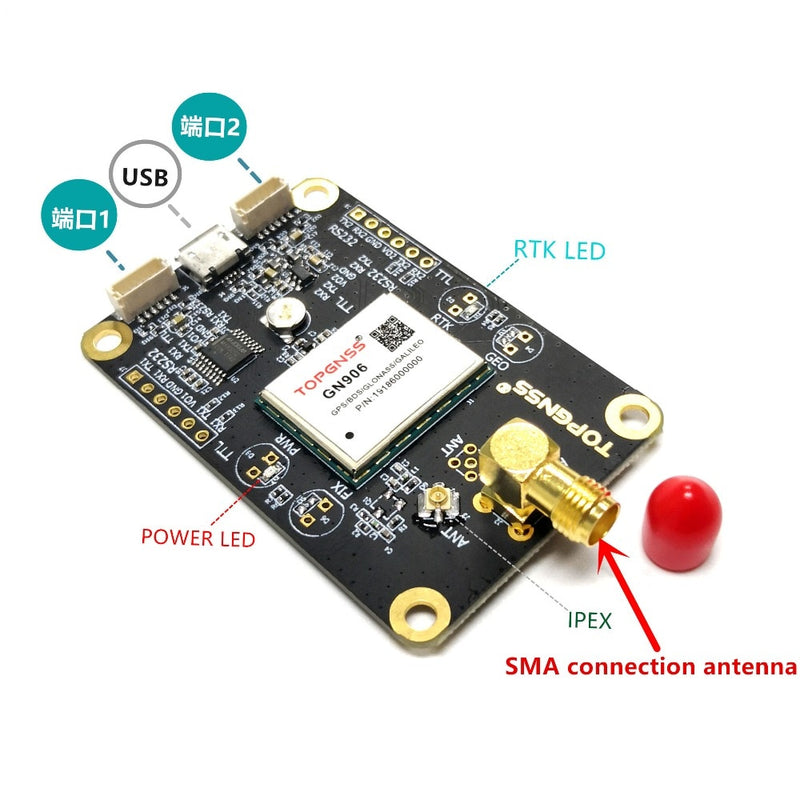 RTK GPS  module  UAV UGV RTK high precision GNSS module ZED-F9P module GNSS board Output RTCM NMEA TOP906