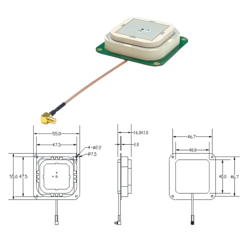 MCX NEW L1 L5 AN-501 high precision RTK antenna MCX Small size built-in  GPS GNSS GLONASS TOPGNSS