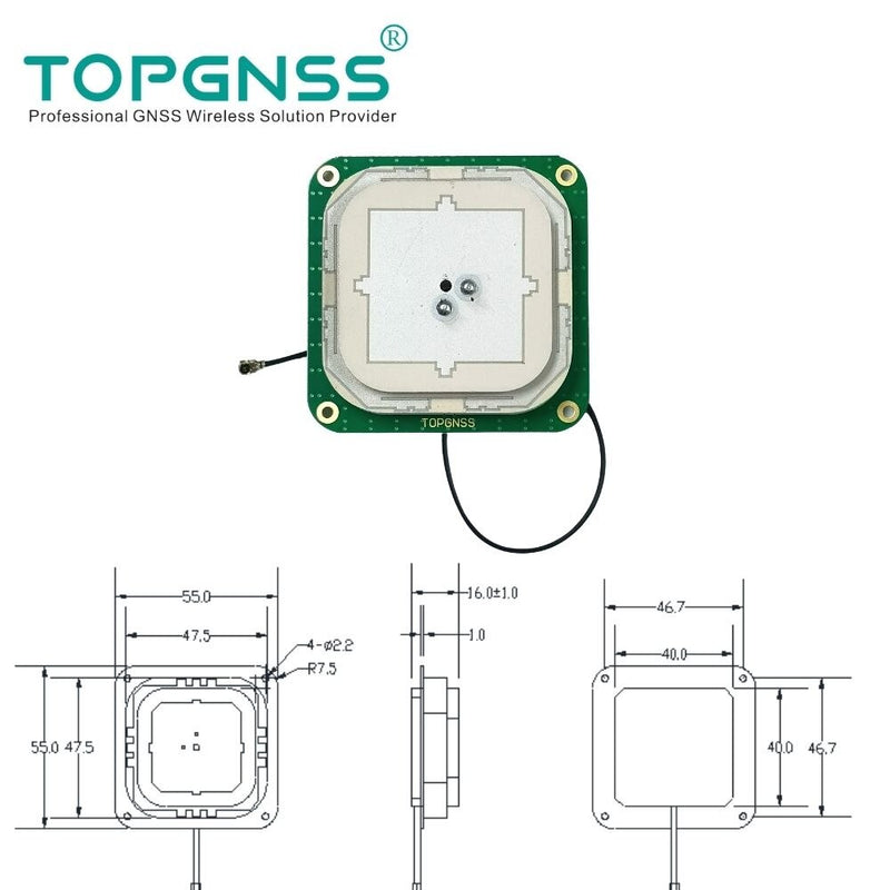 NEW high precision RTK GPS antenna IPEX Small size built-in volume GNSS L1 L5 for RTK Rover UGV gain 30dB AN-501  TOPGNSS