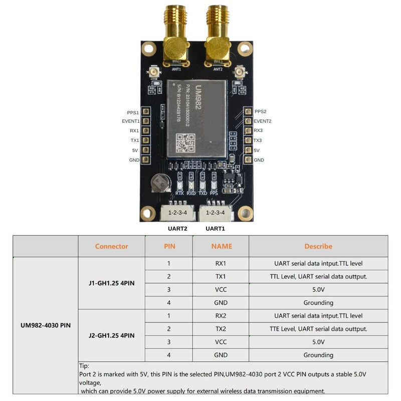 New UM982 module High-precision heading GNSS board RTK differential Direction finding UAV GPS moduleSupport Rover base TOGNSS