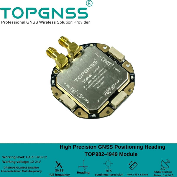 TOP982-4949 Positioning and Heading RTK high precision 9-36V GNSSL1 L2 L5 GNSS module antenna GPS BDS GLONASS GALILEO QZSS