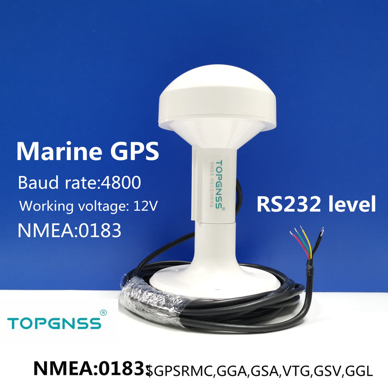 marine ship GPS receiver antenna module NMEA 0183 baud rate 4800 DIY connector, voltage 12V RS232 protocol